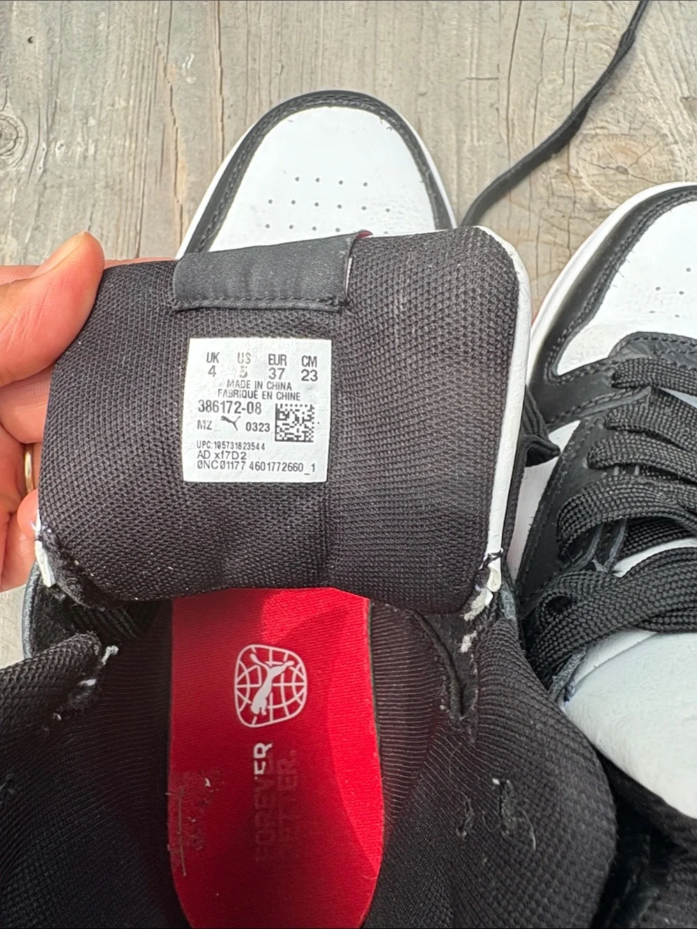Puma Kids' Black White and Red High-Top Sneakers
